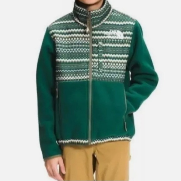 TNF Youth Printed '95 Retro Denali Jacket Night Green Fair Isle - Picture 1 of 7